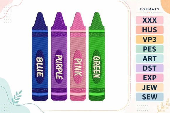 Crayon Back to School: A Colorful Addition for Seasonal Embroidery